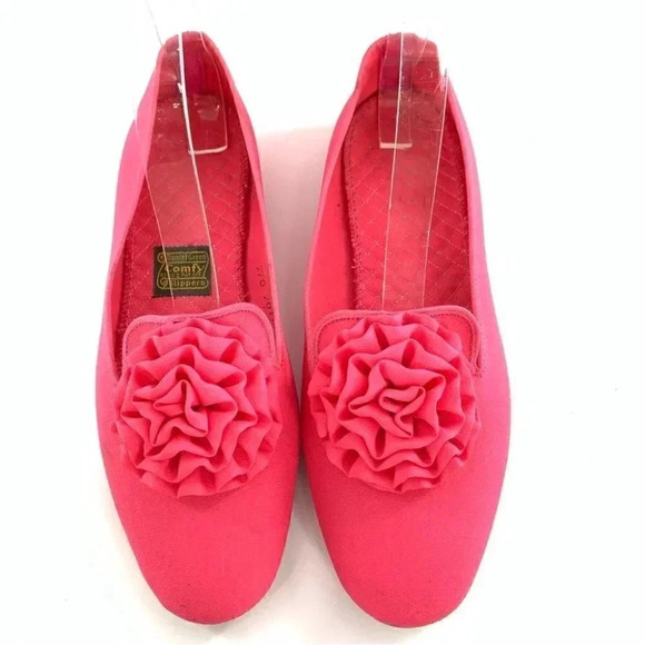 Daniel Green comfy house shoes 5 pink 60s vintage Barbiecore smoking slippers - Picture 14 of 14
